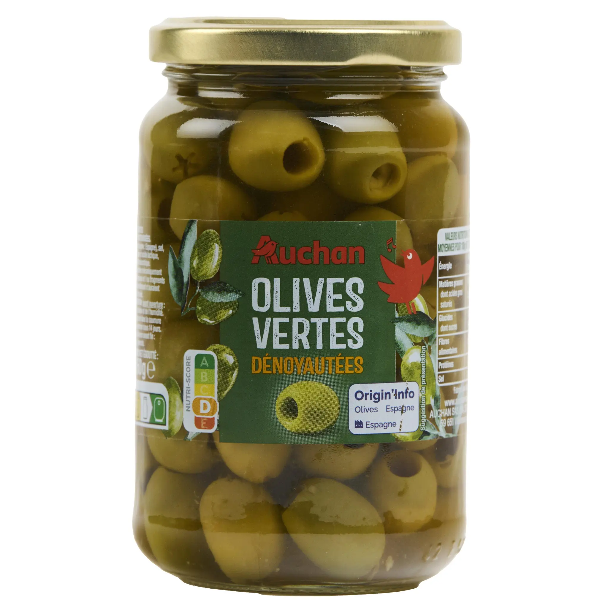 AUCHAN Olives vertes dénoyautées