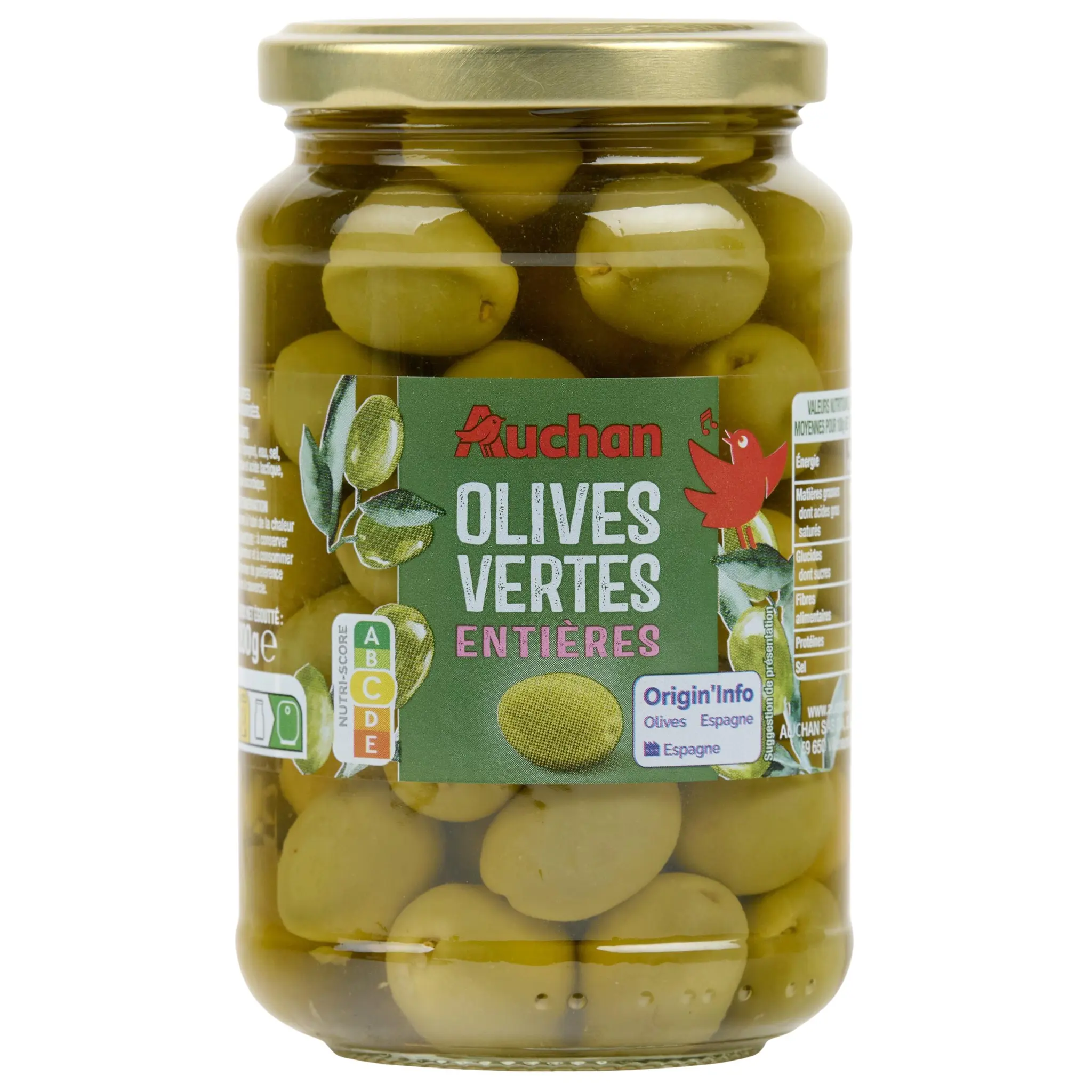 AUCHAN Olives vertes entières