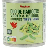 AUCHAN Duo de haricots verts et beurre extra-fins origine France