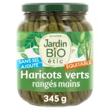 JARDIN BIO ETIC Haricots verts extra fins rangés à la main sans sel ajouté bio en bocal