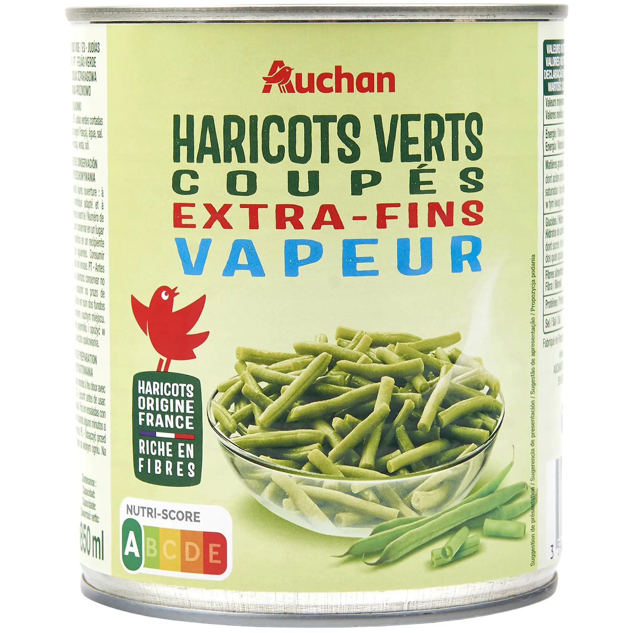 AUCHAN Haricots verts extra-fins vapeur
