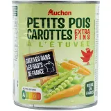 AUCHAN Petits pois carottes à l'étuvée extra-fins