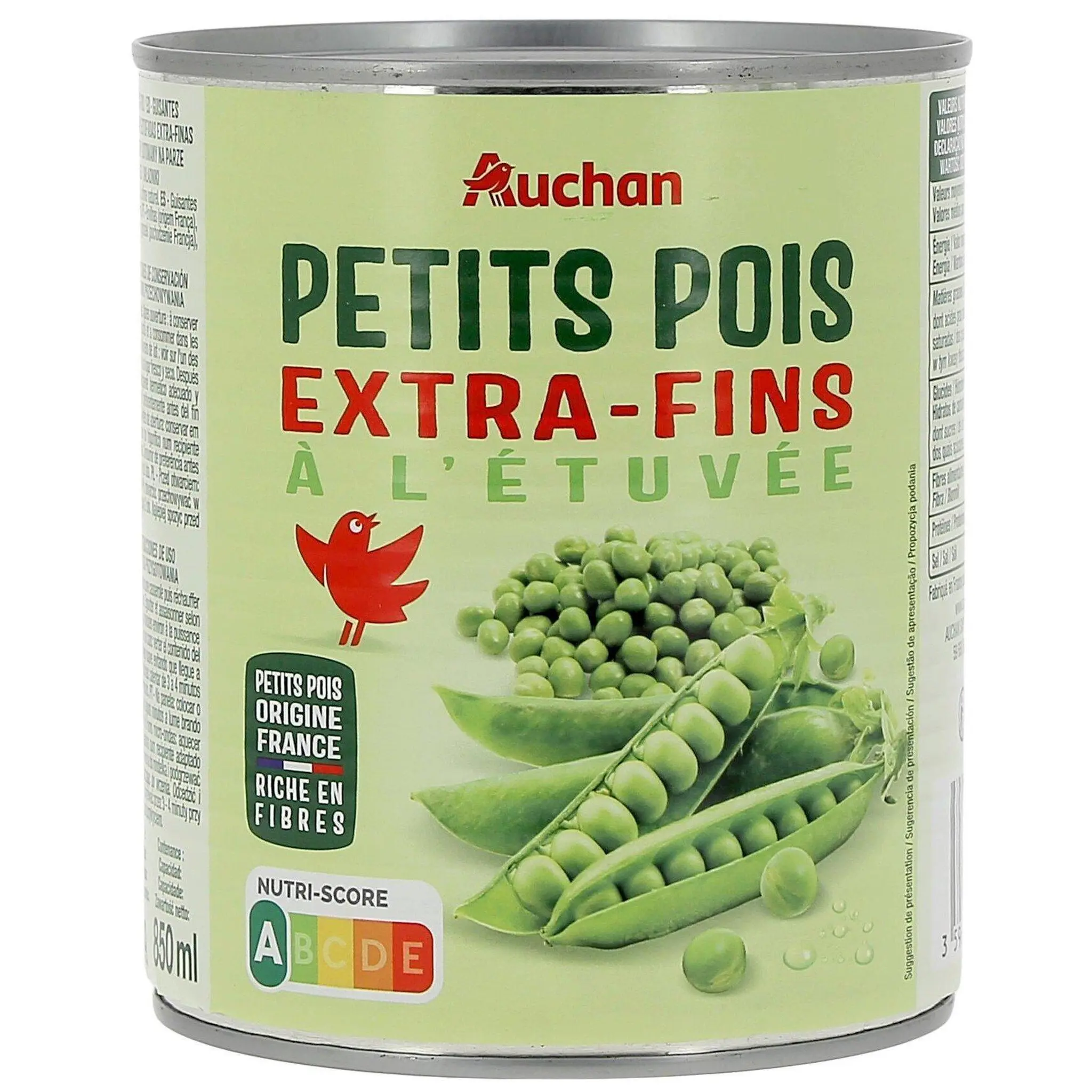 AUCHAN Petits pois à l'étuvée extra-fins