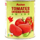 AUCHAN Tomates entières pelées au jus