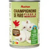AUCHAN Champignons de Paris pieds et morceaux