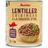 AUCHAN Lentilles cuisinées à la graisse d'oie
