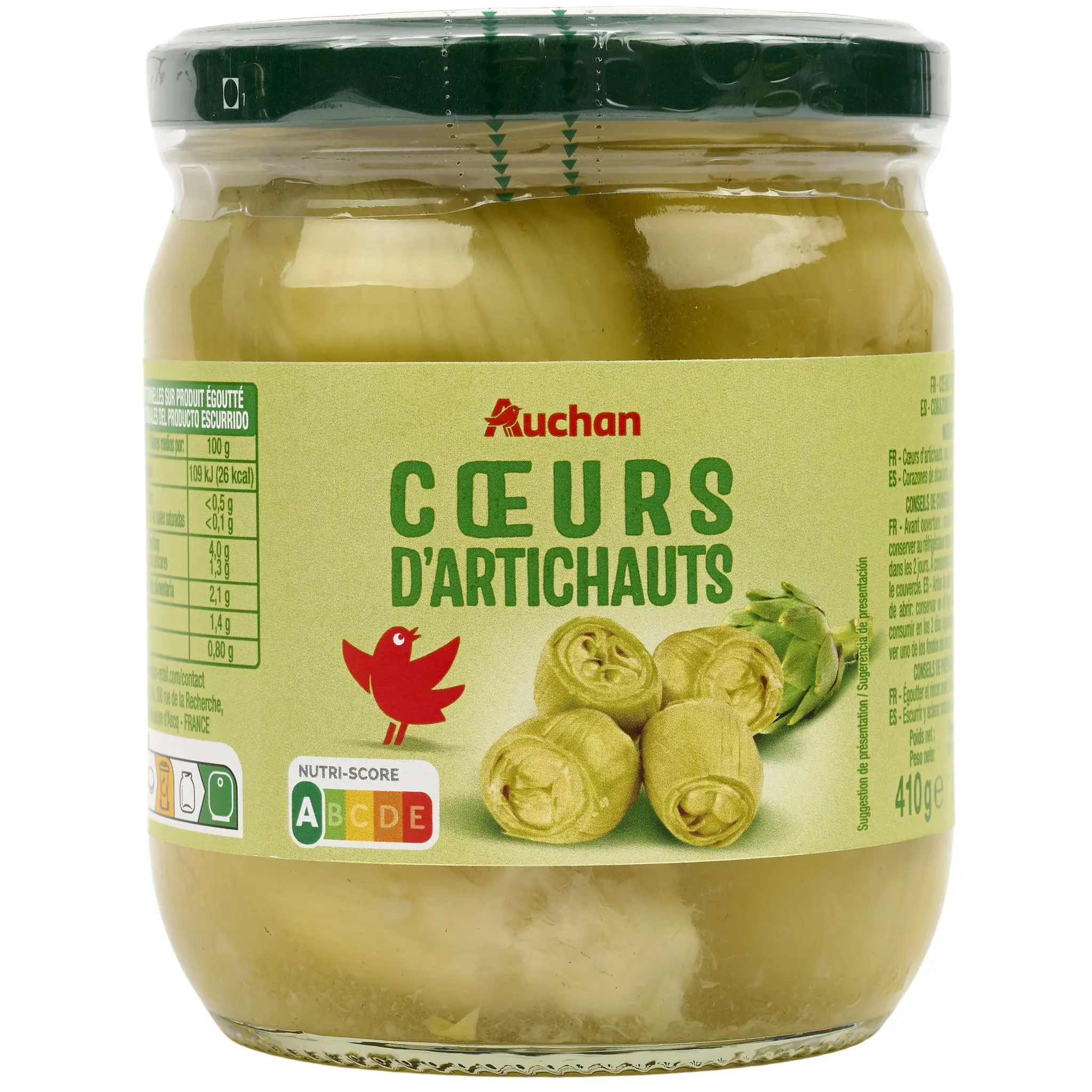 AUCHAN Coeurs d'artichauts en bocal