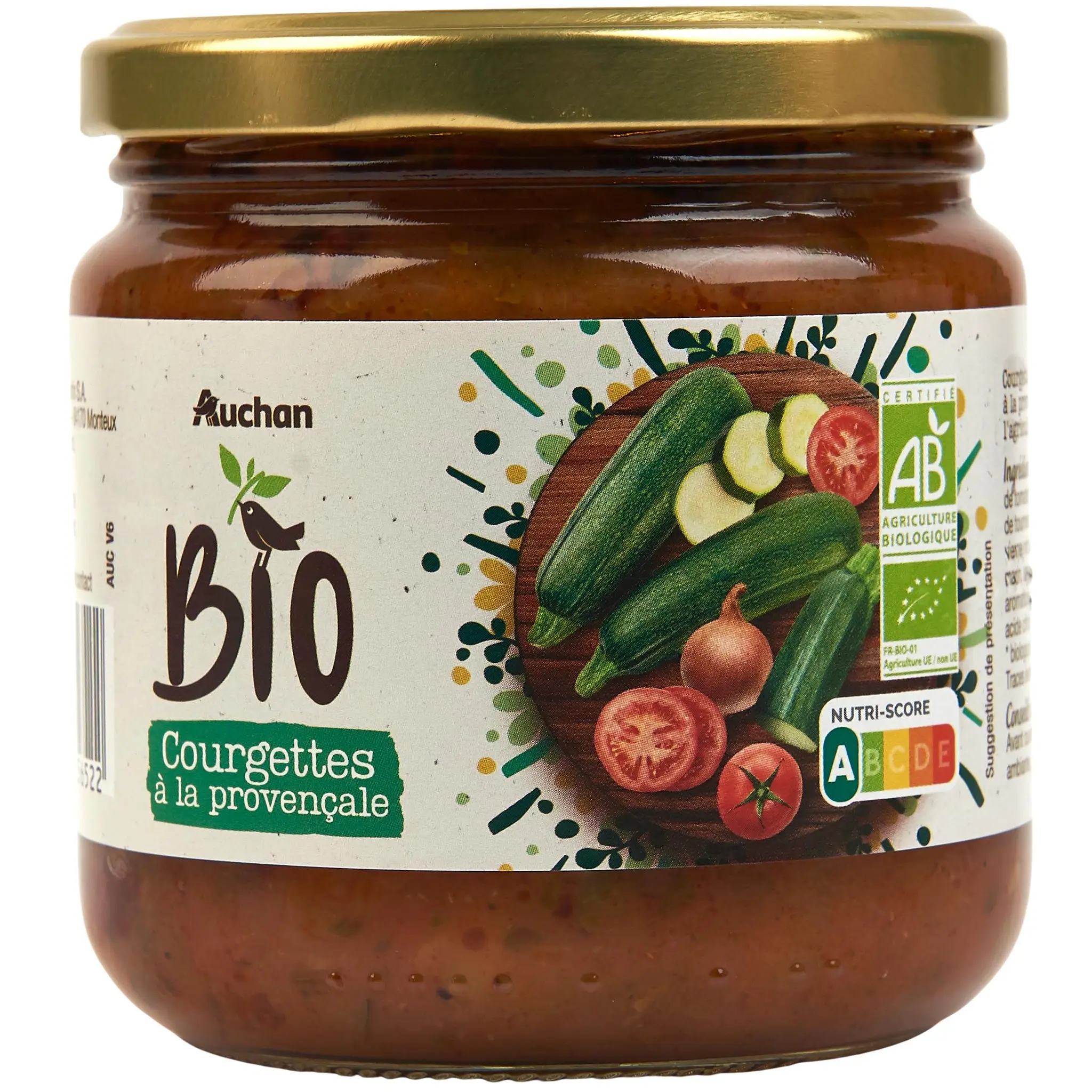 AUCHAN BIO Courgettes à la provençale en bocal