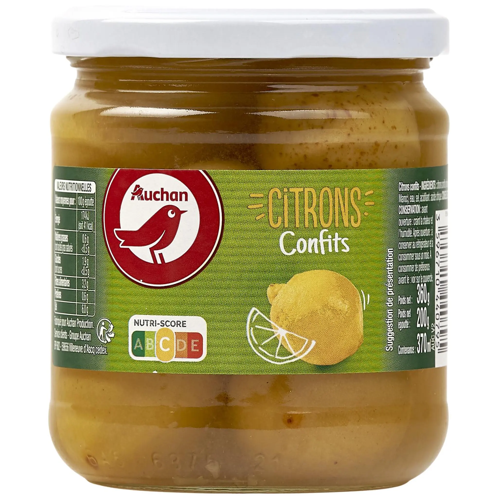 AUCHAN Citrons confits en bocal