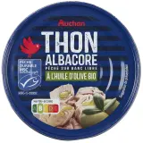 AUCHAN Thon albacore MSC à l'huile d olive vierge extra bio