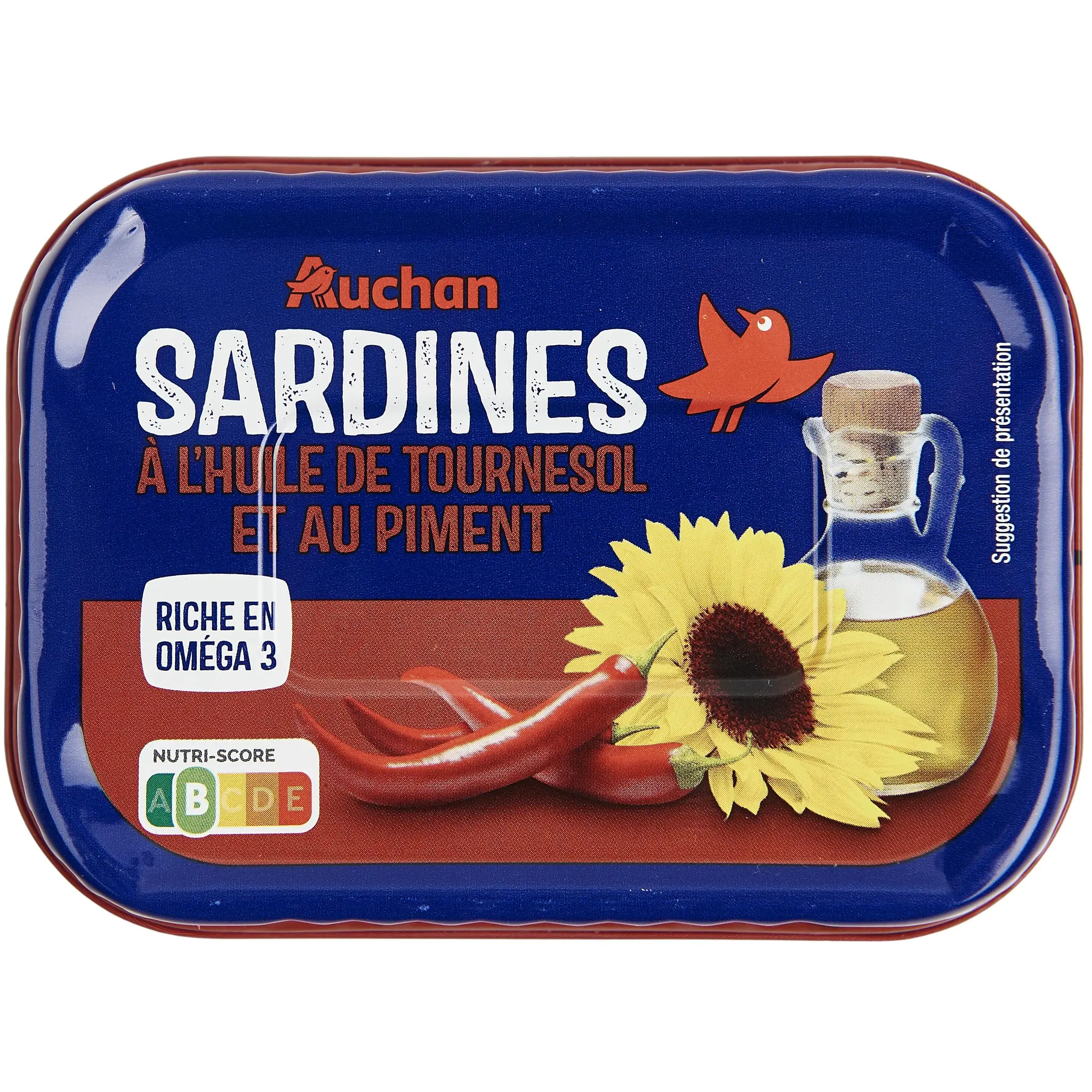 AUCHAN Sardine à l'huile de tournesol et au piment
