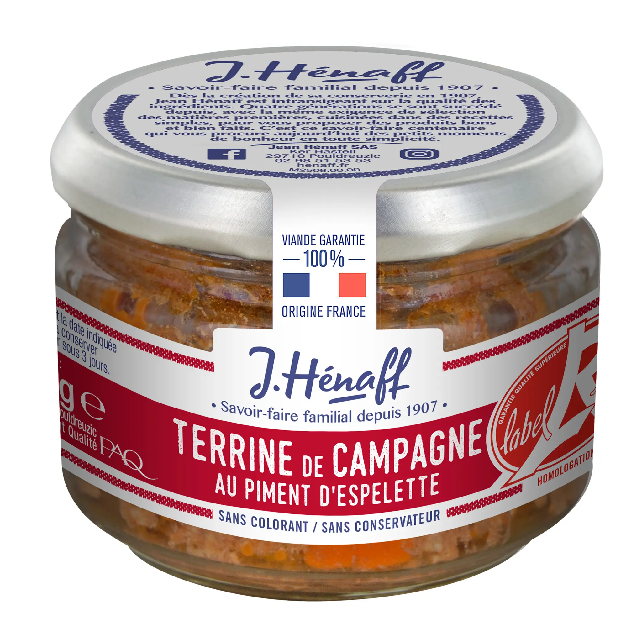 HENAFF Terrine de campagne au piment d'Espelette Label rouge