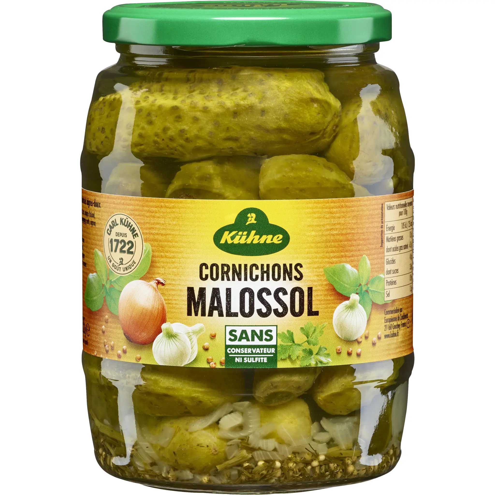 KUHNE Cornichons malossol en bocal