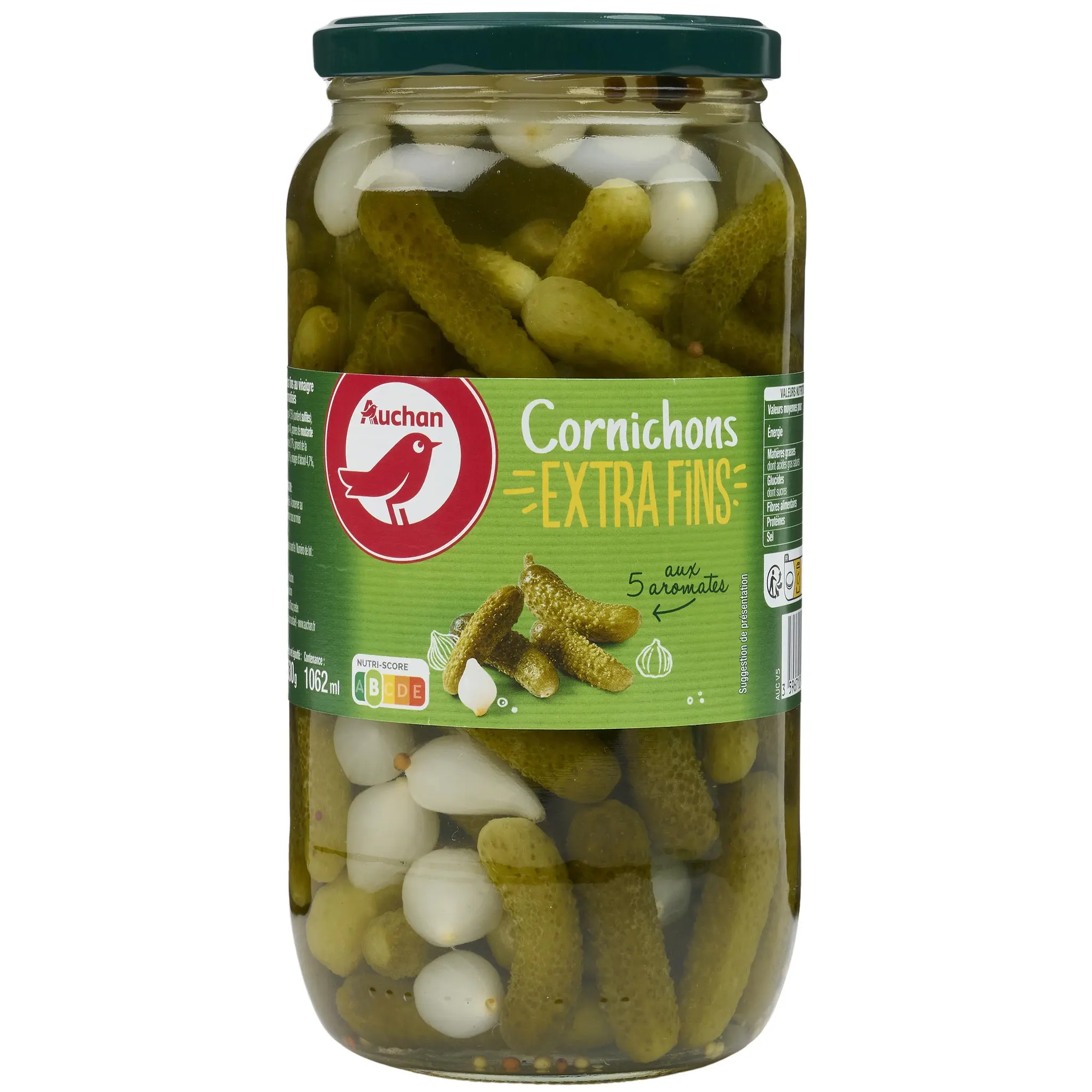 AUCHAN Cornichons extra fins aux 5 aromates