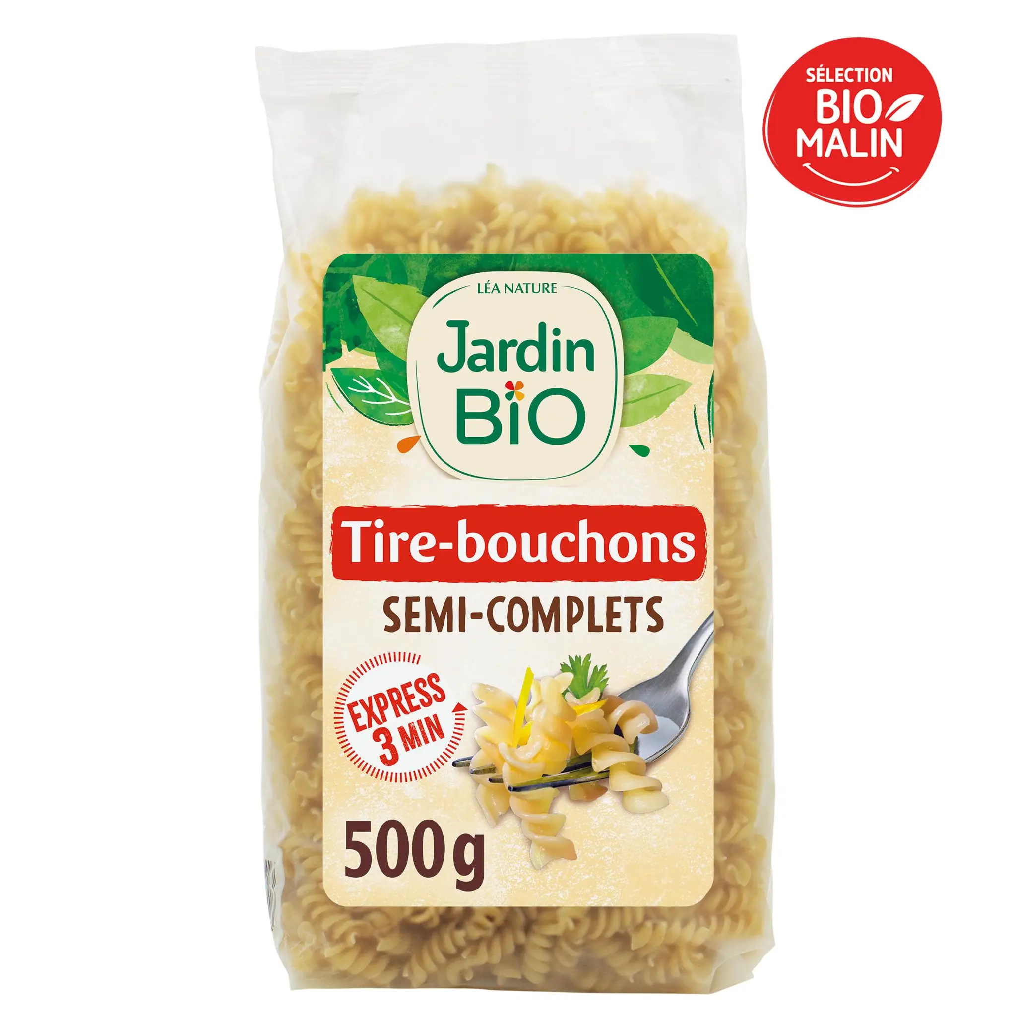 JARDIN BIO ETIC Pâtes tire-bouchons semi-complètes cuisson rapide 3min