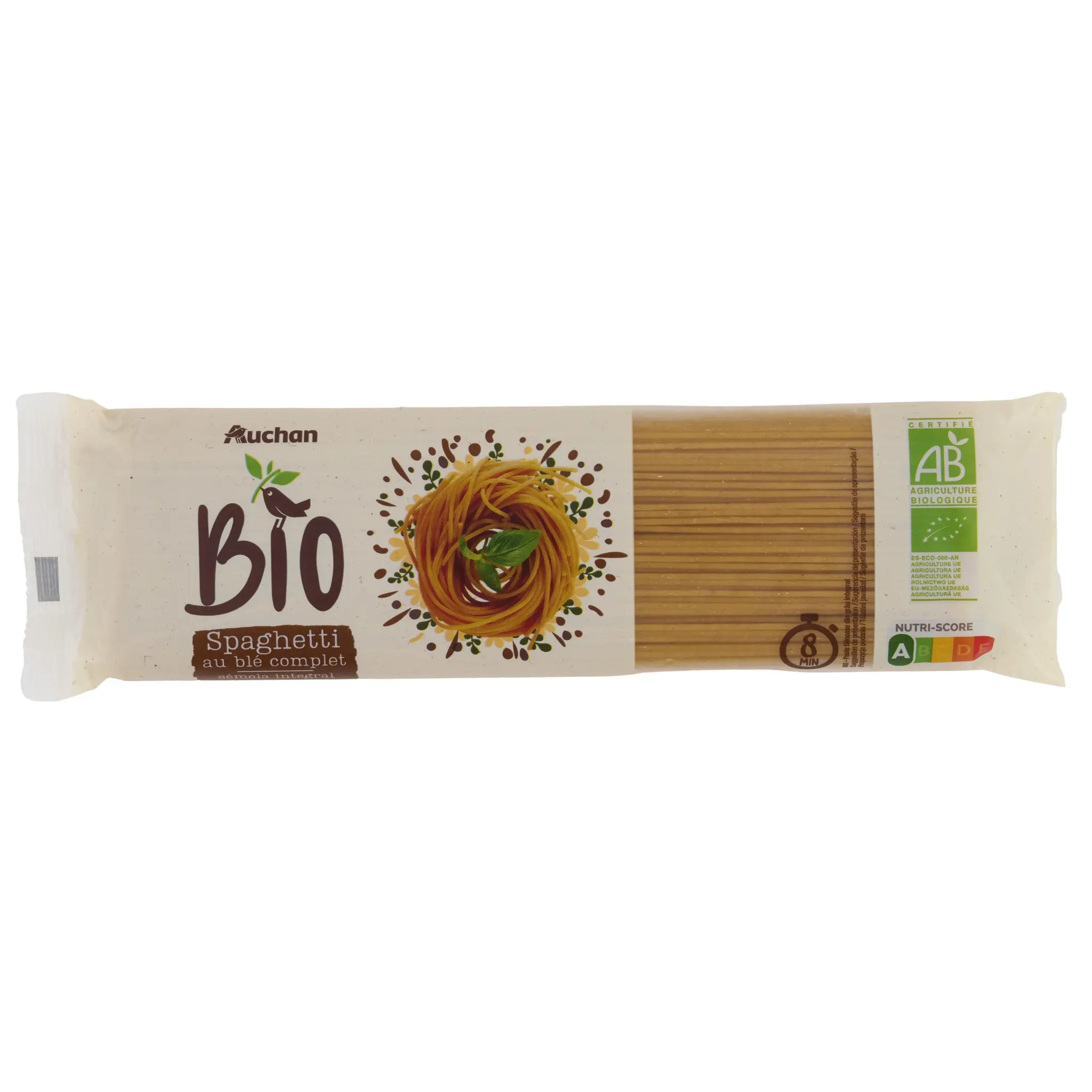 AUCHAN BIO Spaghetti au blé complet bio
