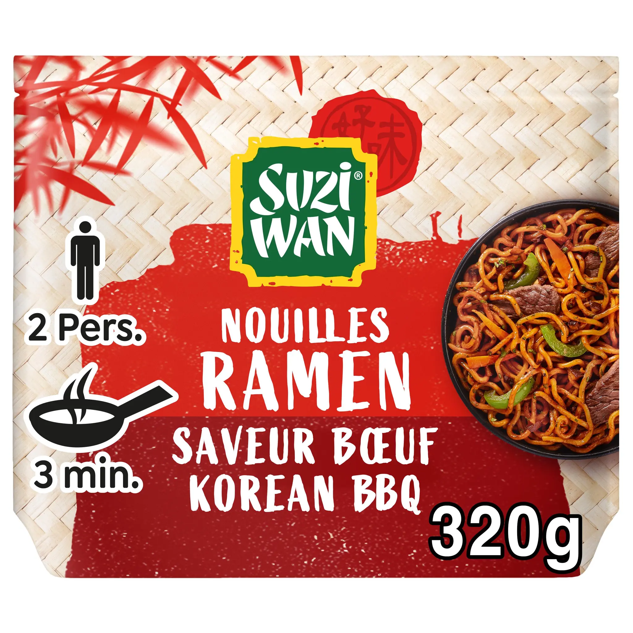SUZI WAN Nouilles précuites wok ramen Korean BBQ