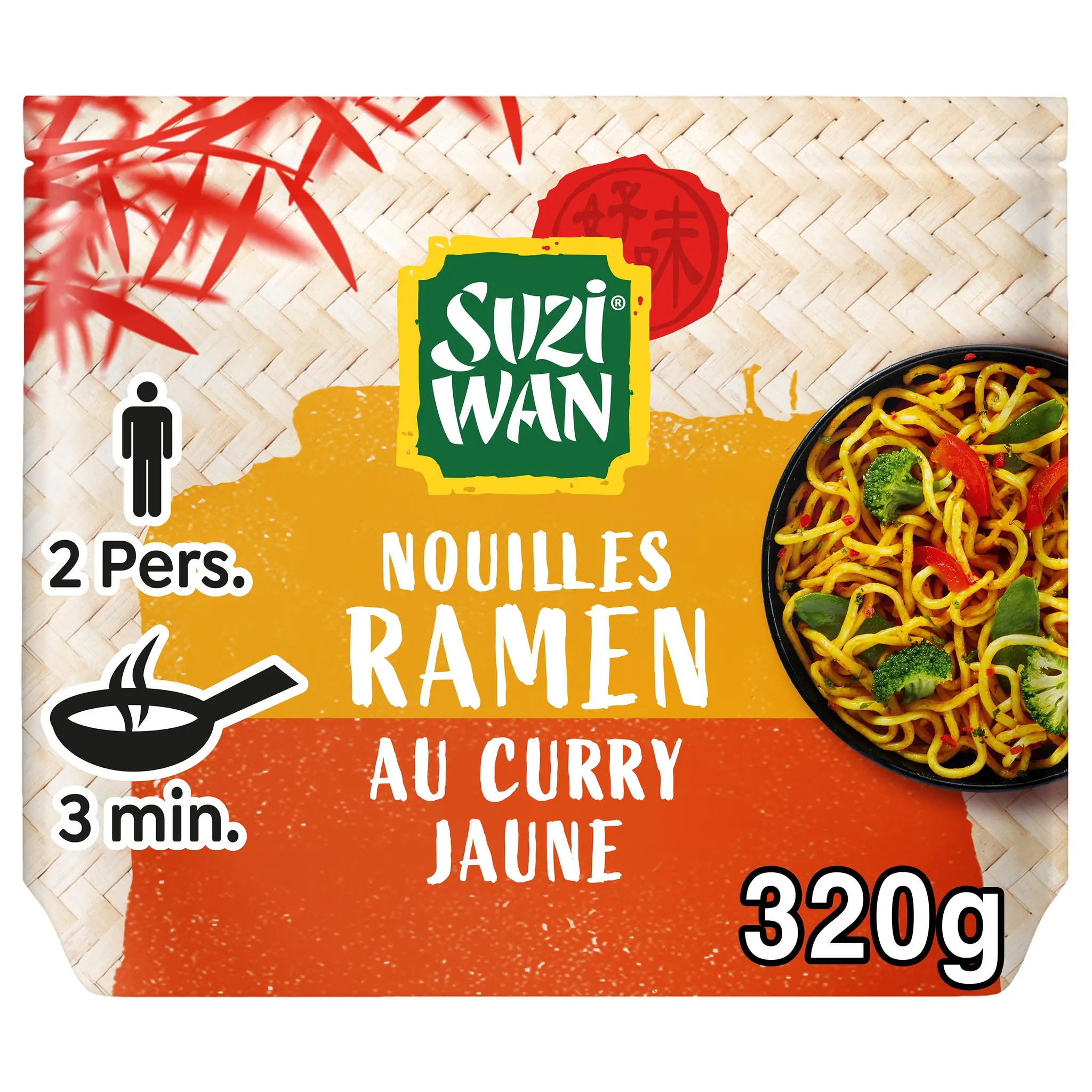 SUZI WAN Nouilles précuites wok ramen curry jaune