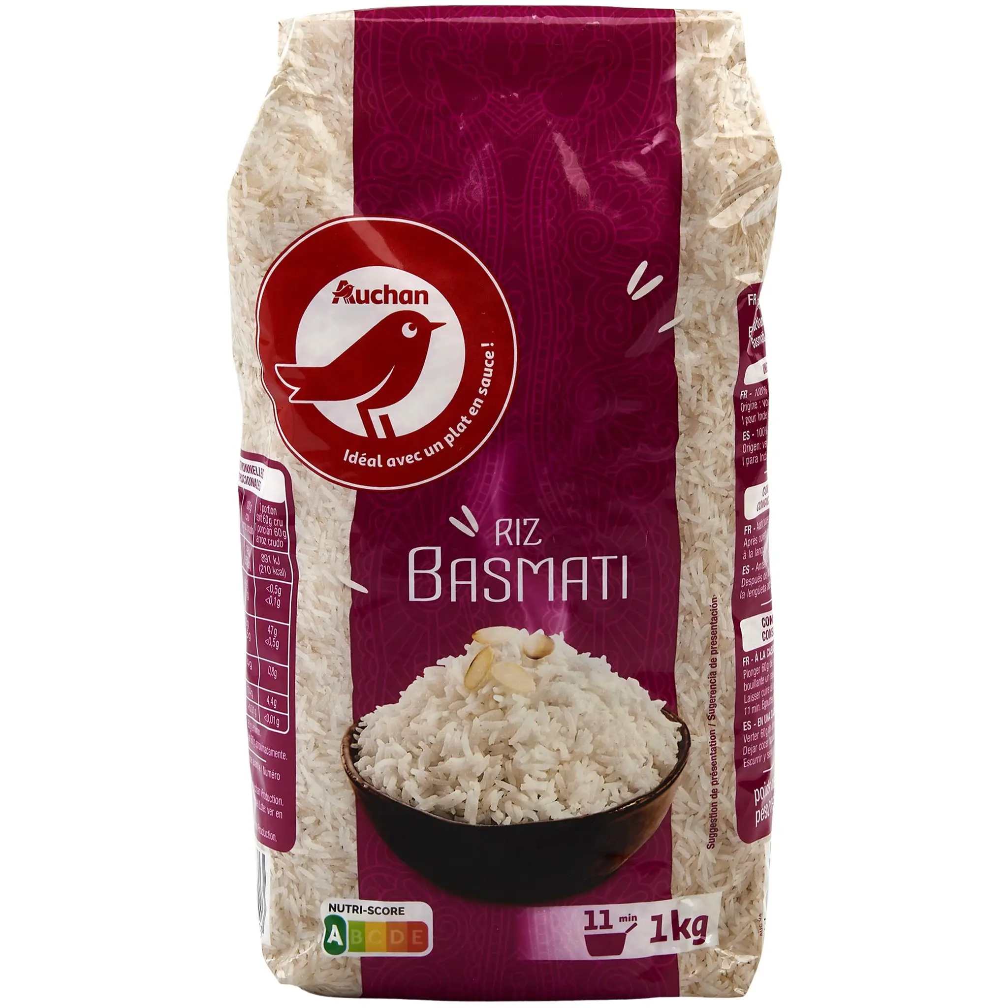 AUCHAN Riz basmati prêt en 11 min