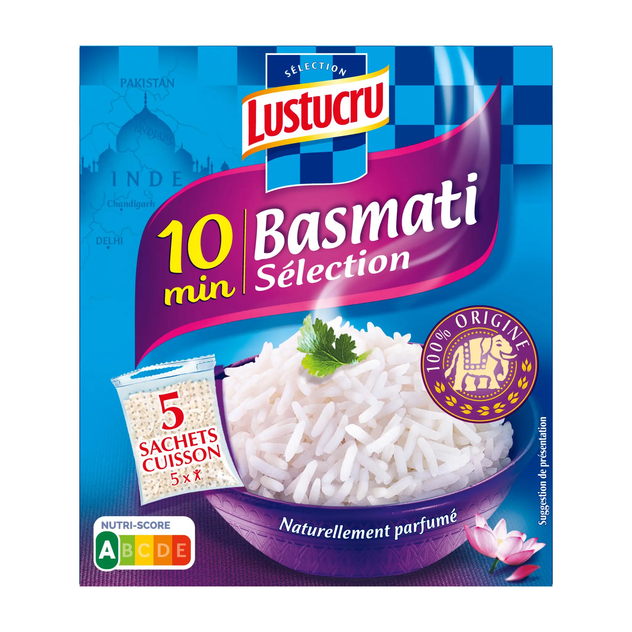 LUSTUCRU Riz basmati en sachet cuisson prêt en 10min