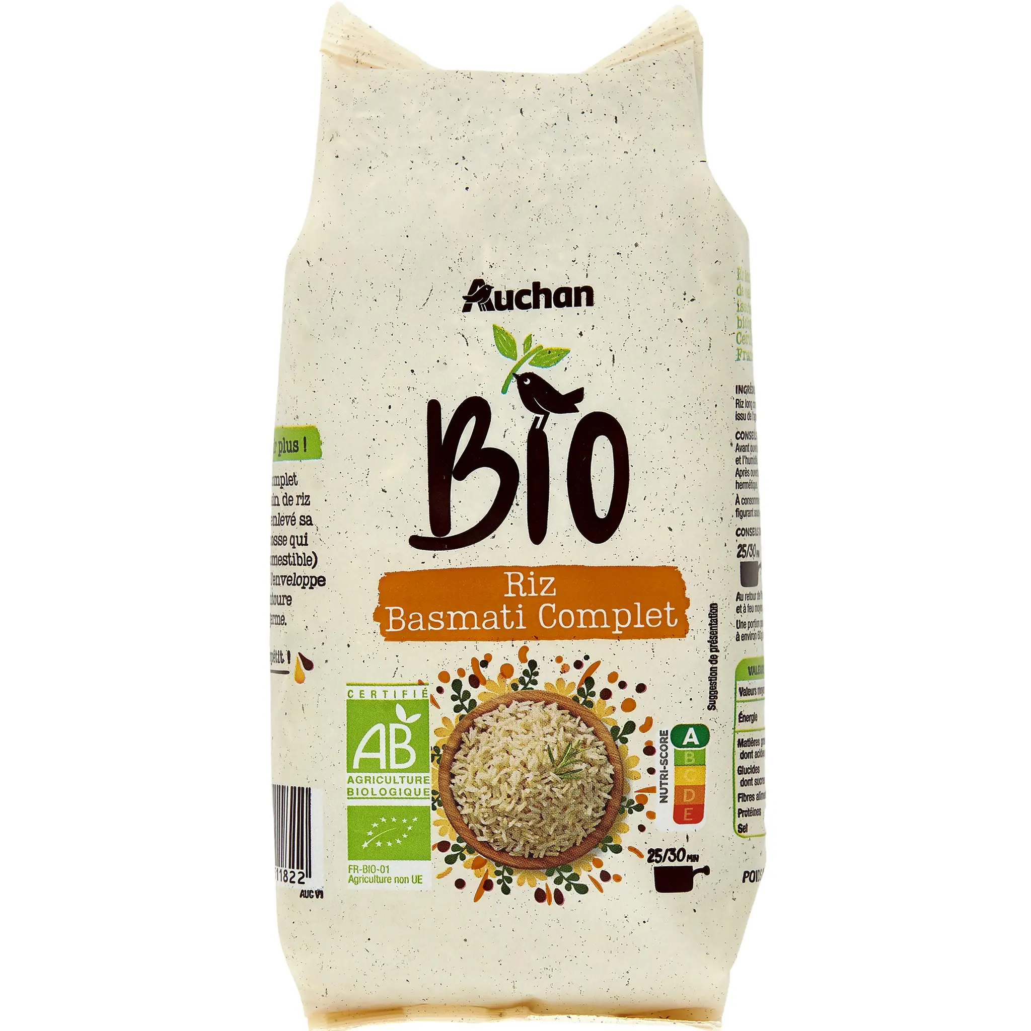 AUCHAN BIO Riz basmati complet bio