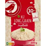 AUCHAN Riz long grain incollable sachets cuisson prêt en 10 min