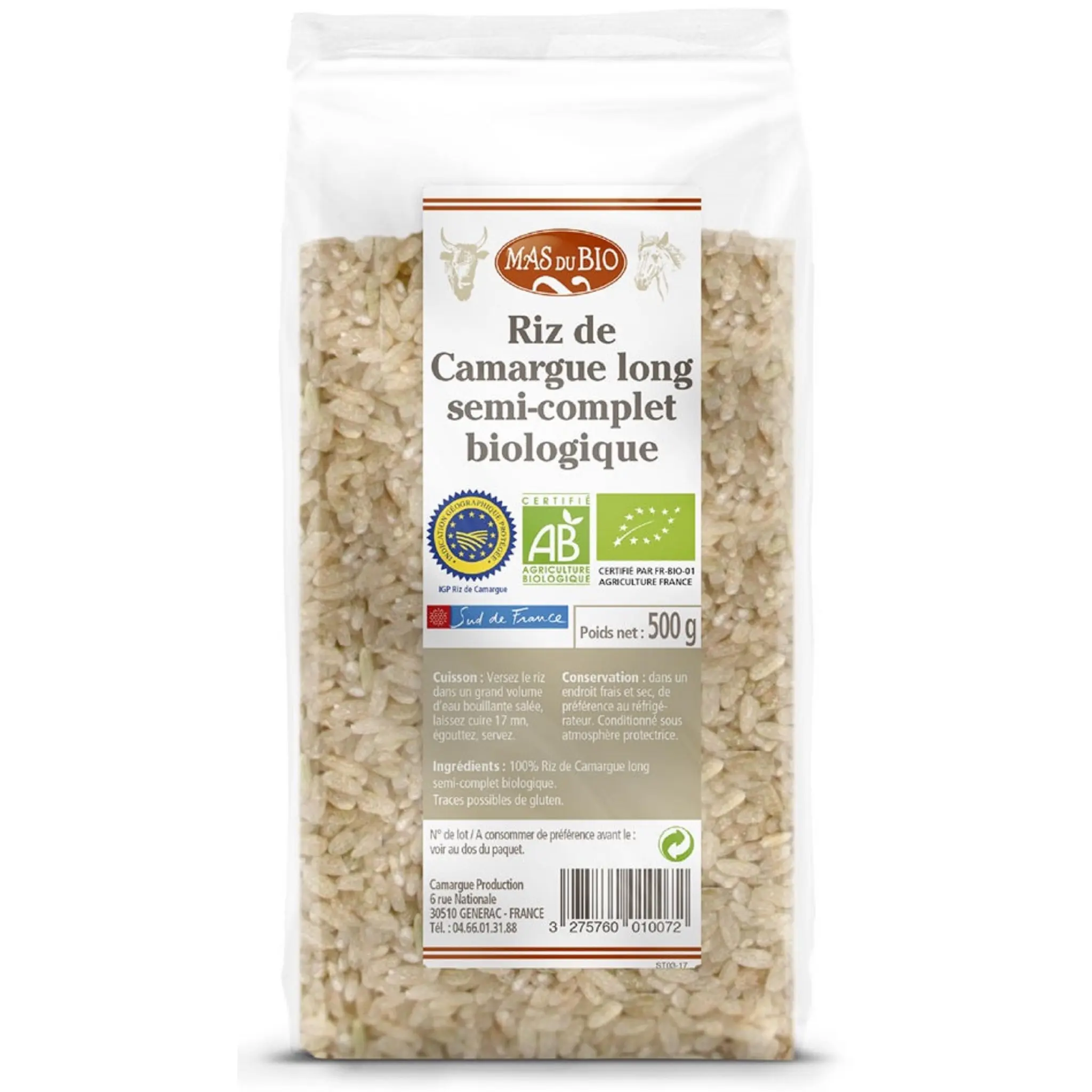 MAS DU BIO Riz de Camargue long semi-complet IGP bio