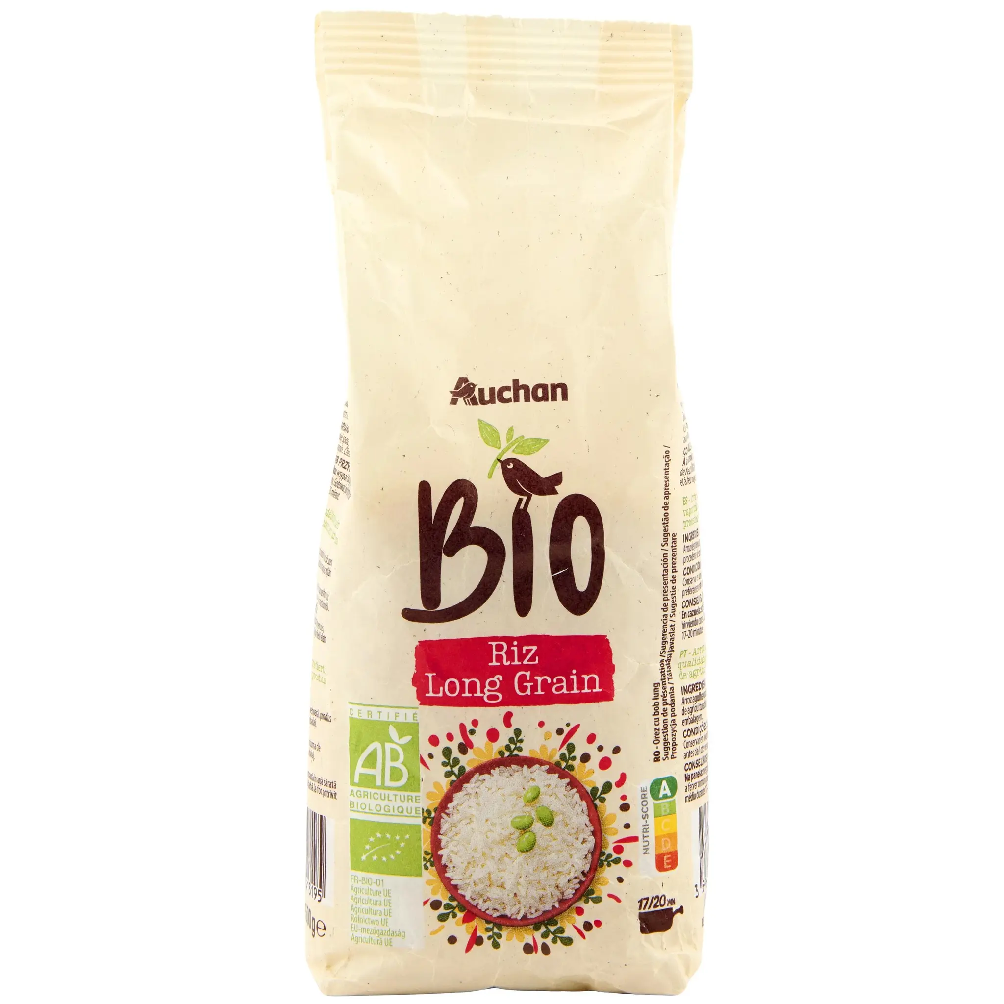 AUCHAN BIO Riz long grain incollable