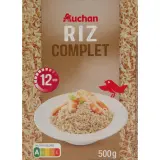 AUCHAN Riz complet cuisson rapide prêt en 10 min