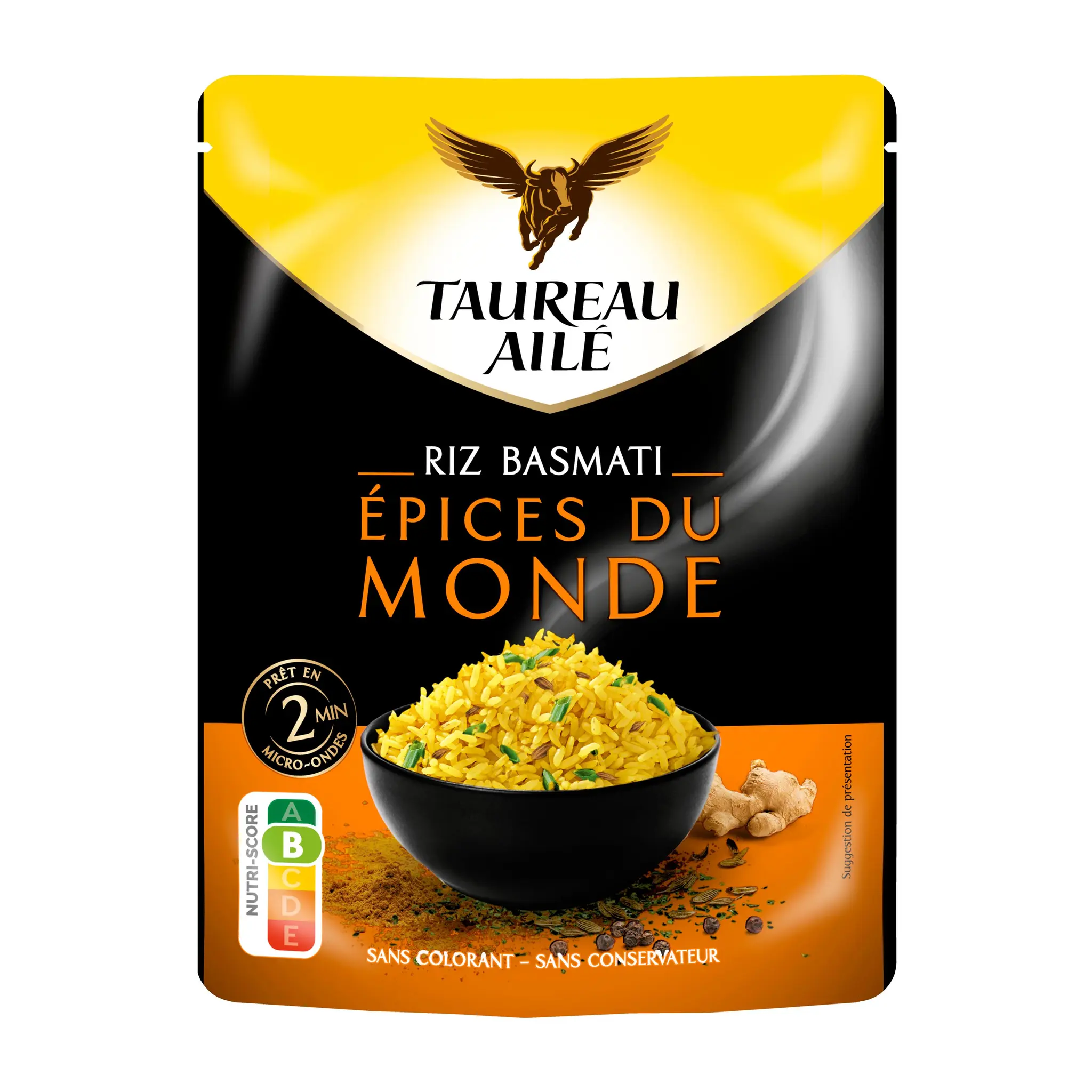 TAUREAU AILE Riz Basmati épice du monde sachet express