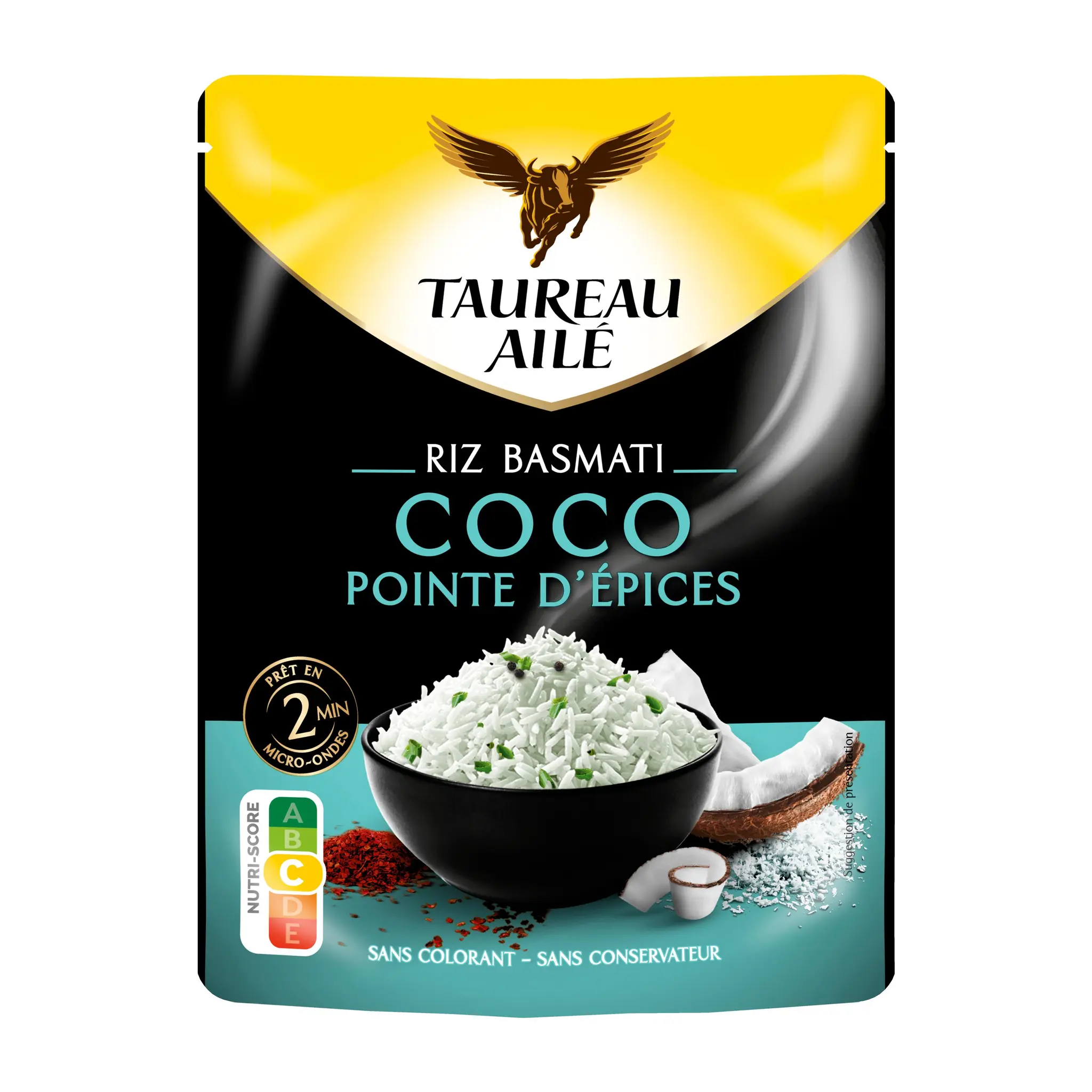 TAUREAU AILE Riz Basmati coco pointe d'épices sachet express