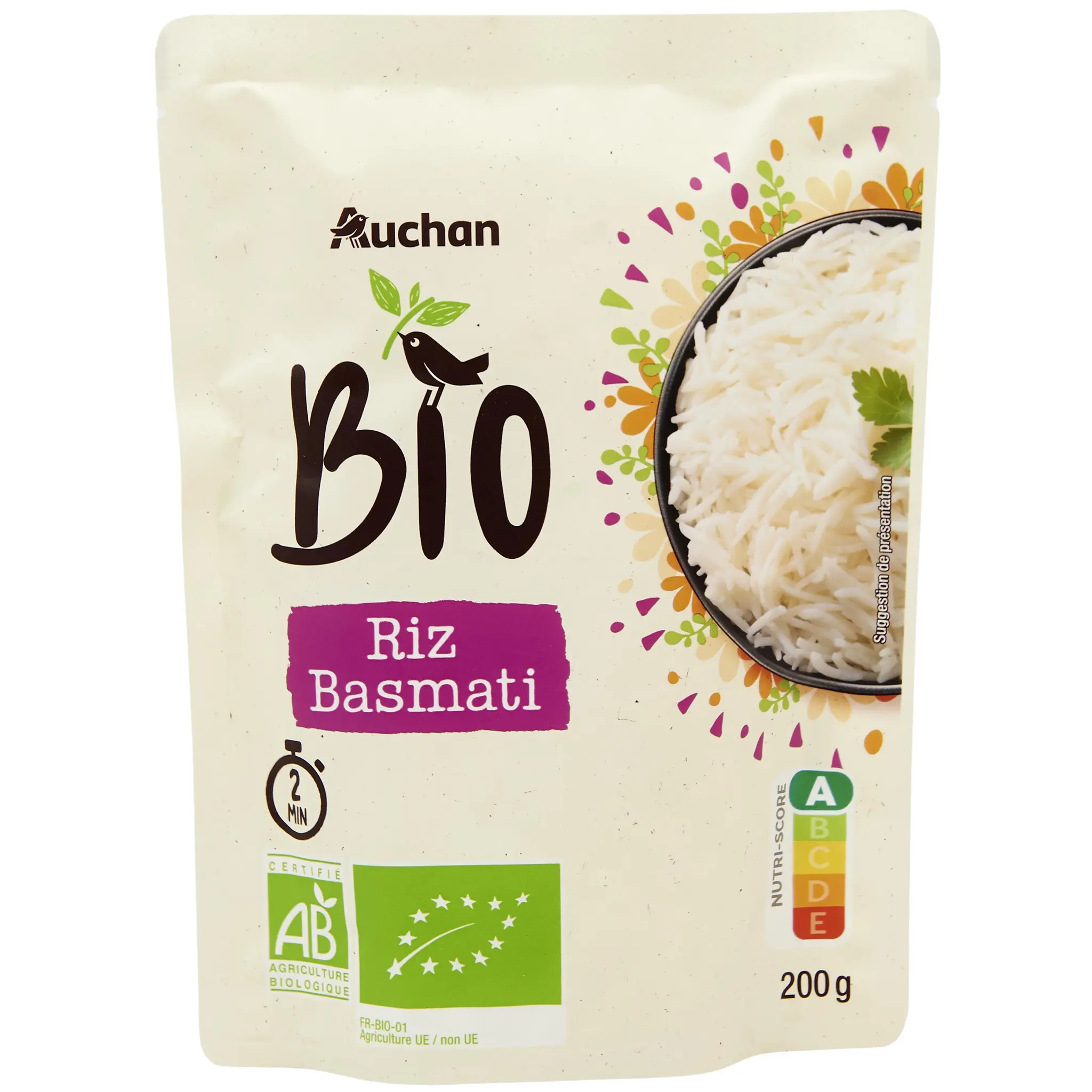AUCHAN BIO Riz basmati sachet express