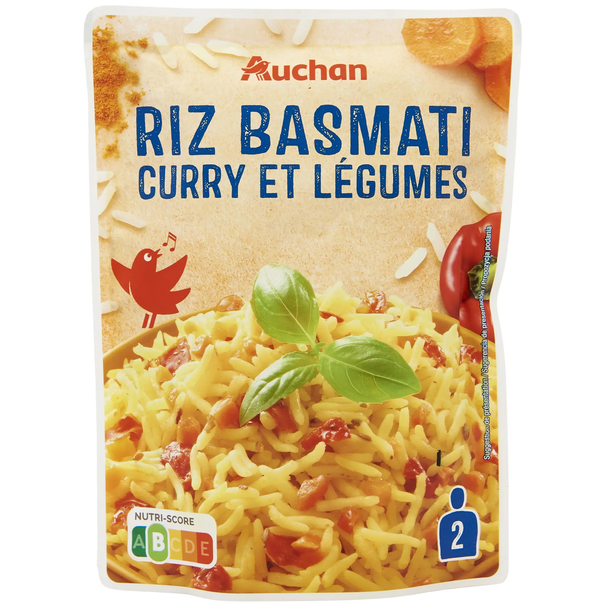 AUCHAN Riz basmati au curry et légumes sachet express