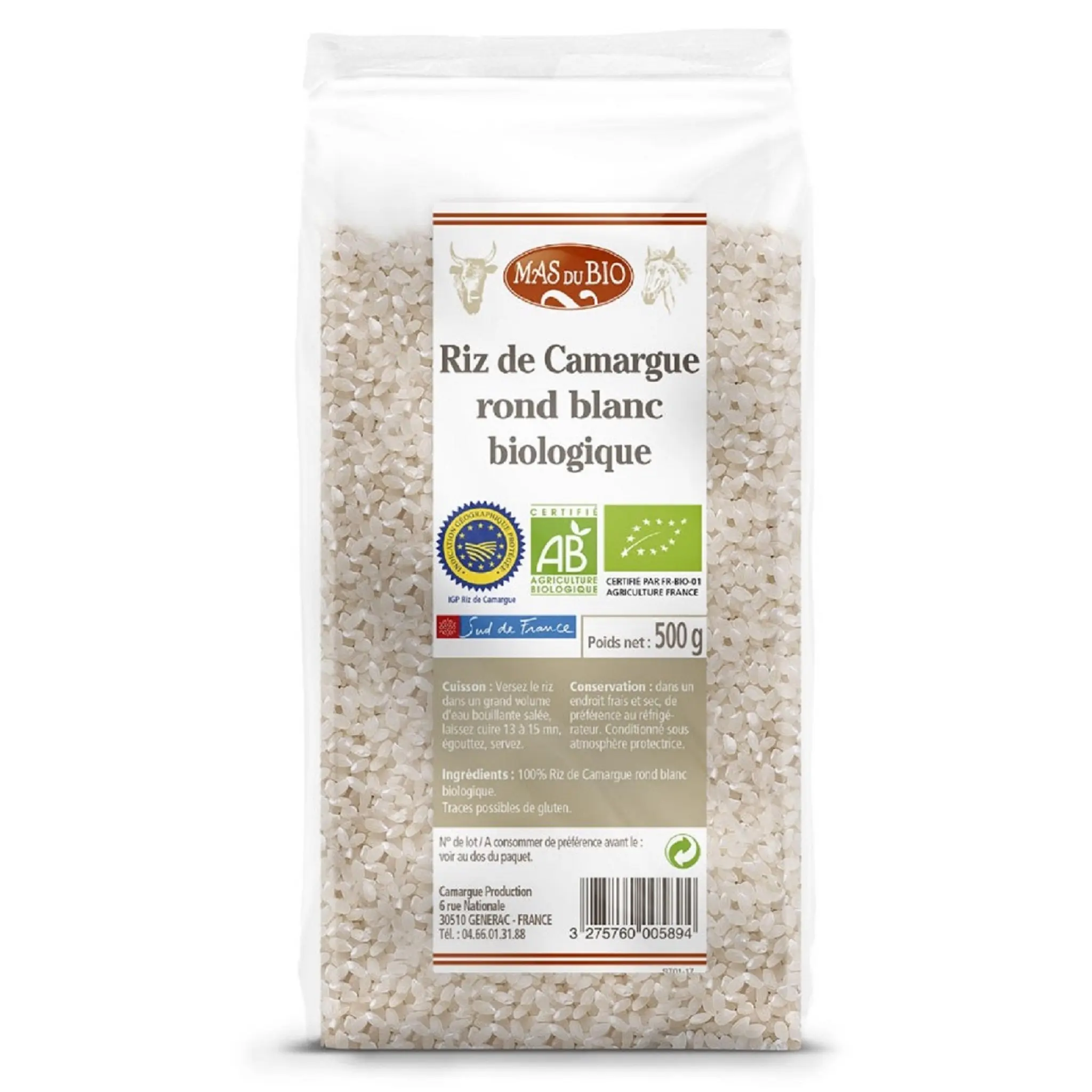 MAS DU BIO Riz de Camargue rond blanc IGP bio