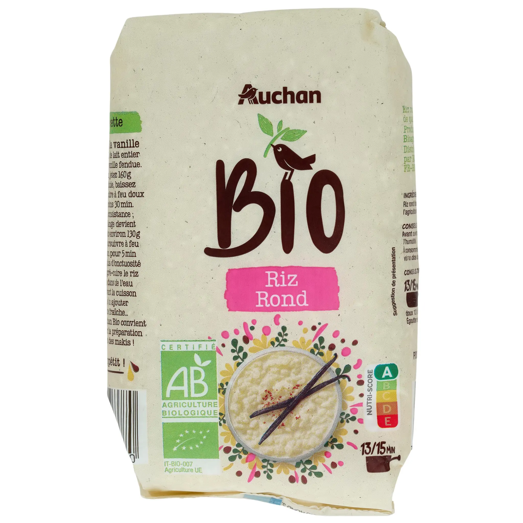 AUCHAN BIO Riz blanc rond