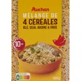 AUCHAN Mélange 4 céréales Blé Avoine Soja Orge prêt en 10 min