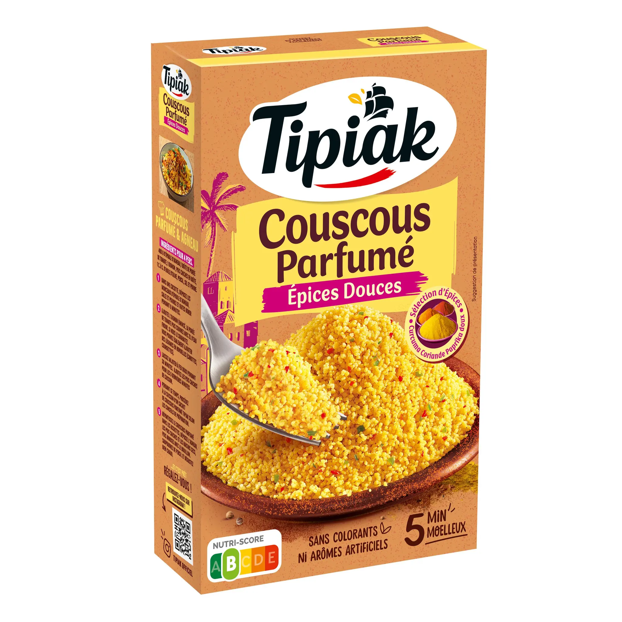 TIPIAK Graine de couscous parfumé aux épices douces sachets express