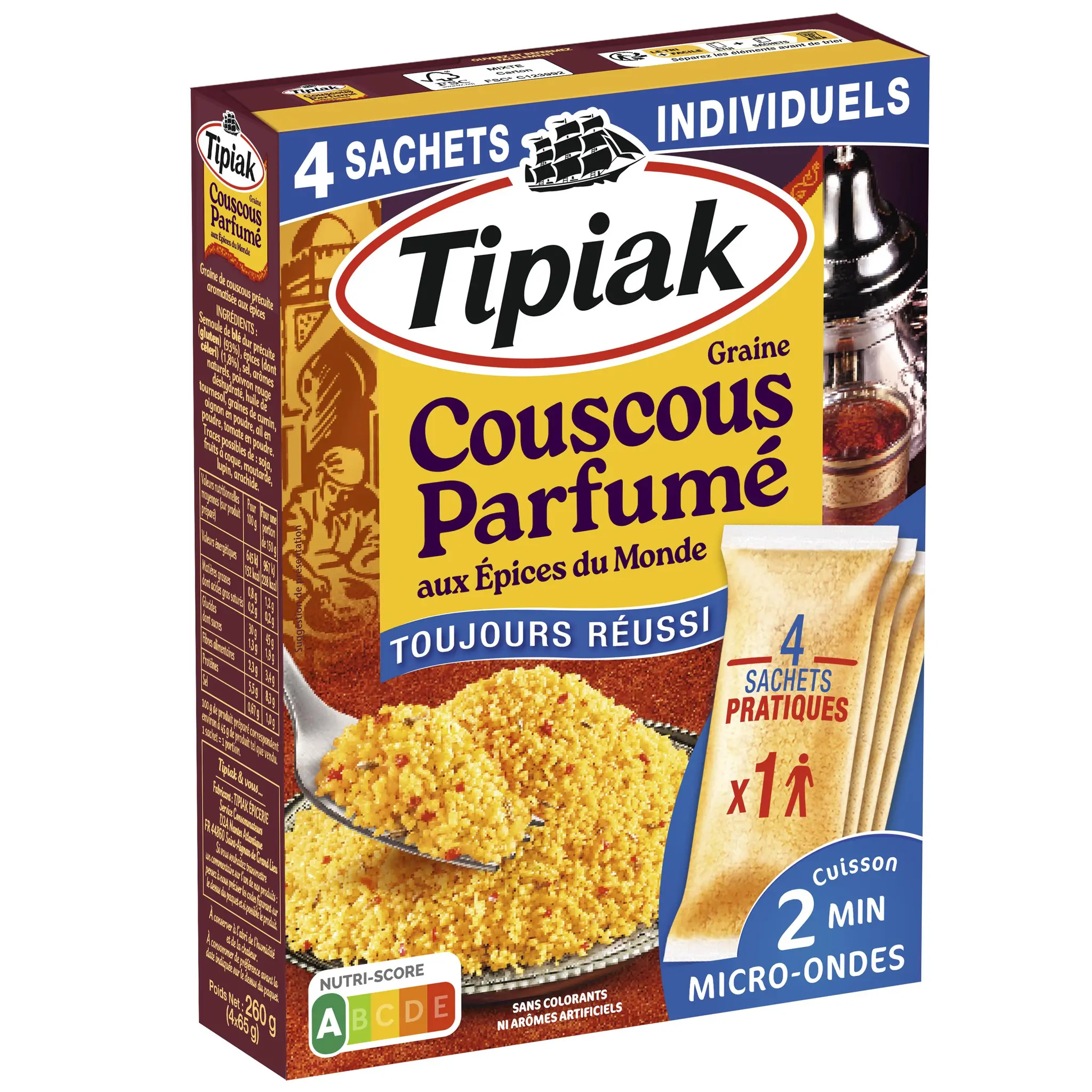 TIPIAK Couscous parfumé aux épices du monde