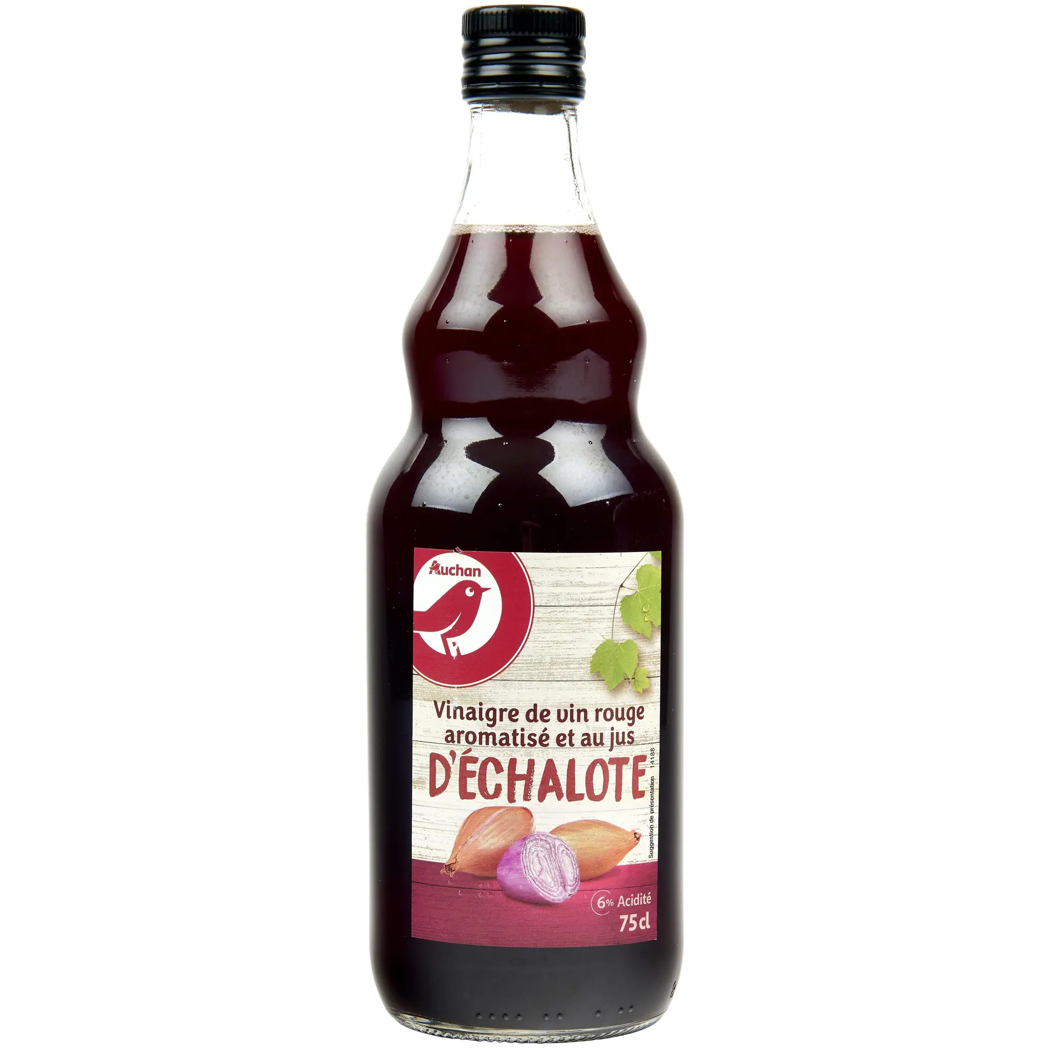 AUCHAN Vinaigre de vin rouge au jus d'échalote 6% d'acidité