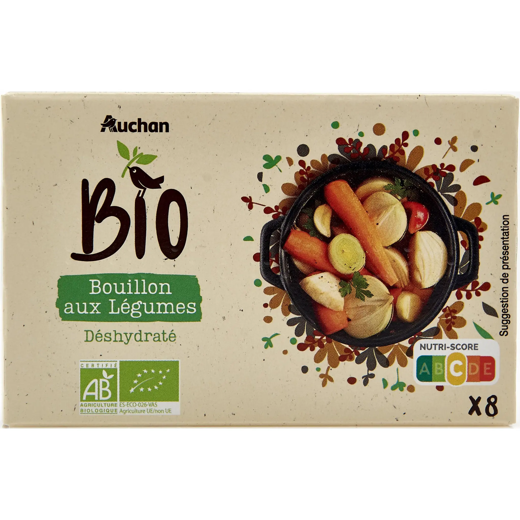 AUCHAN BIO Bouillon aux légumes et aromates