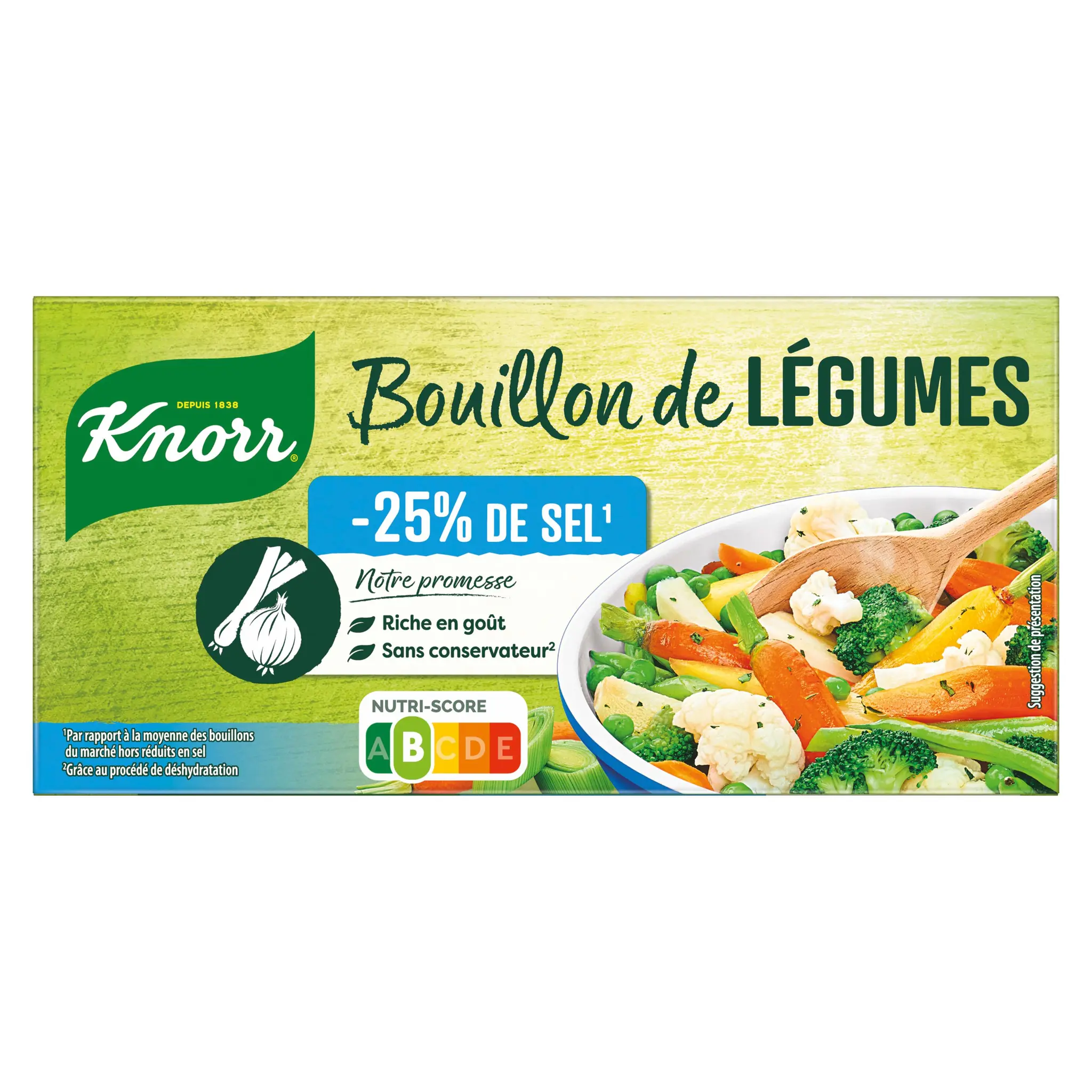 KNORR Bouillon de légumes -25% de sel sans conservateur
