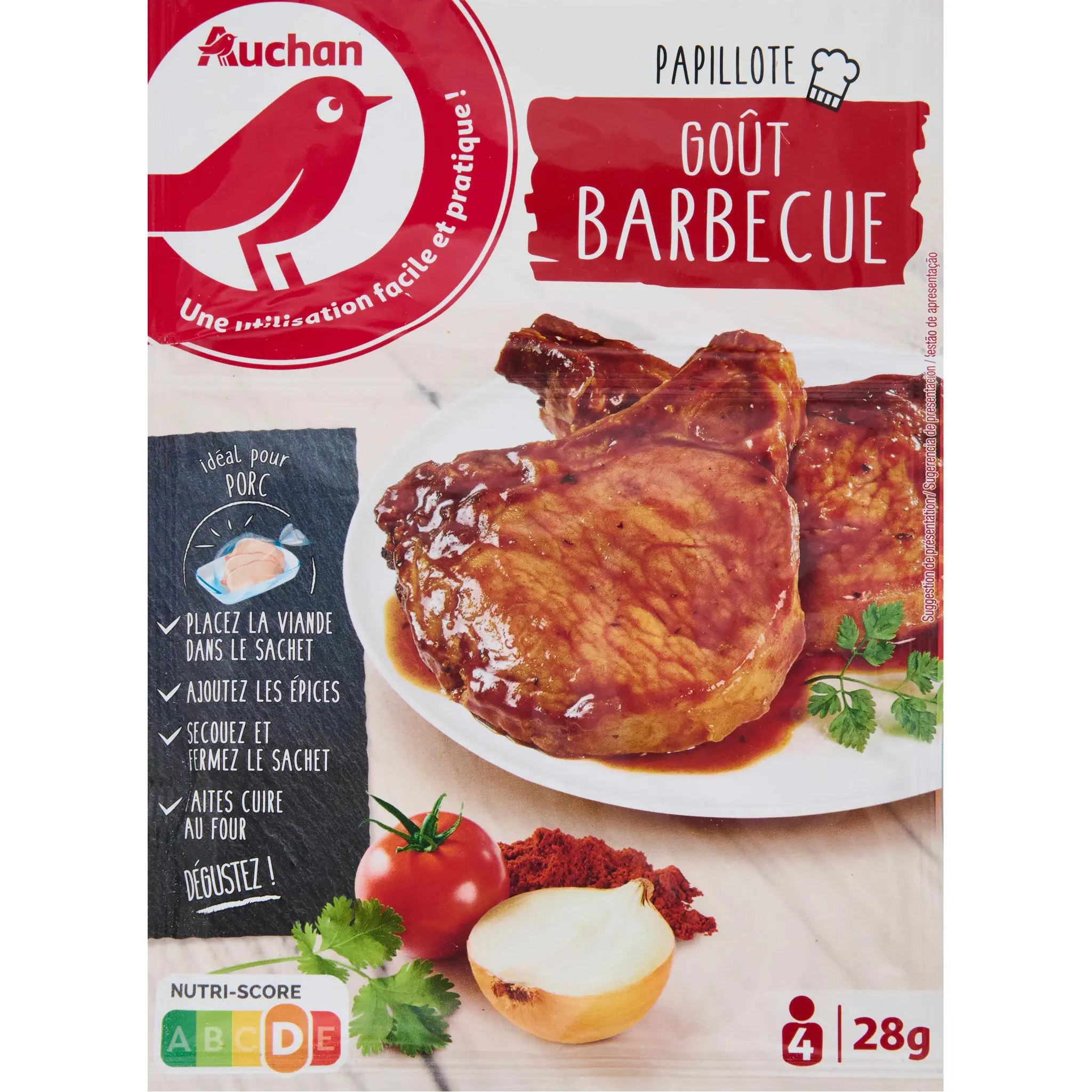 AUCHAN Sachet cuisson et mélanges d'épices goût barbecue
