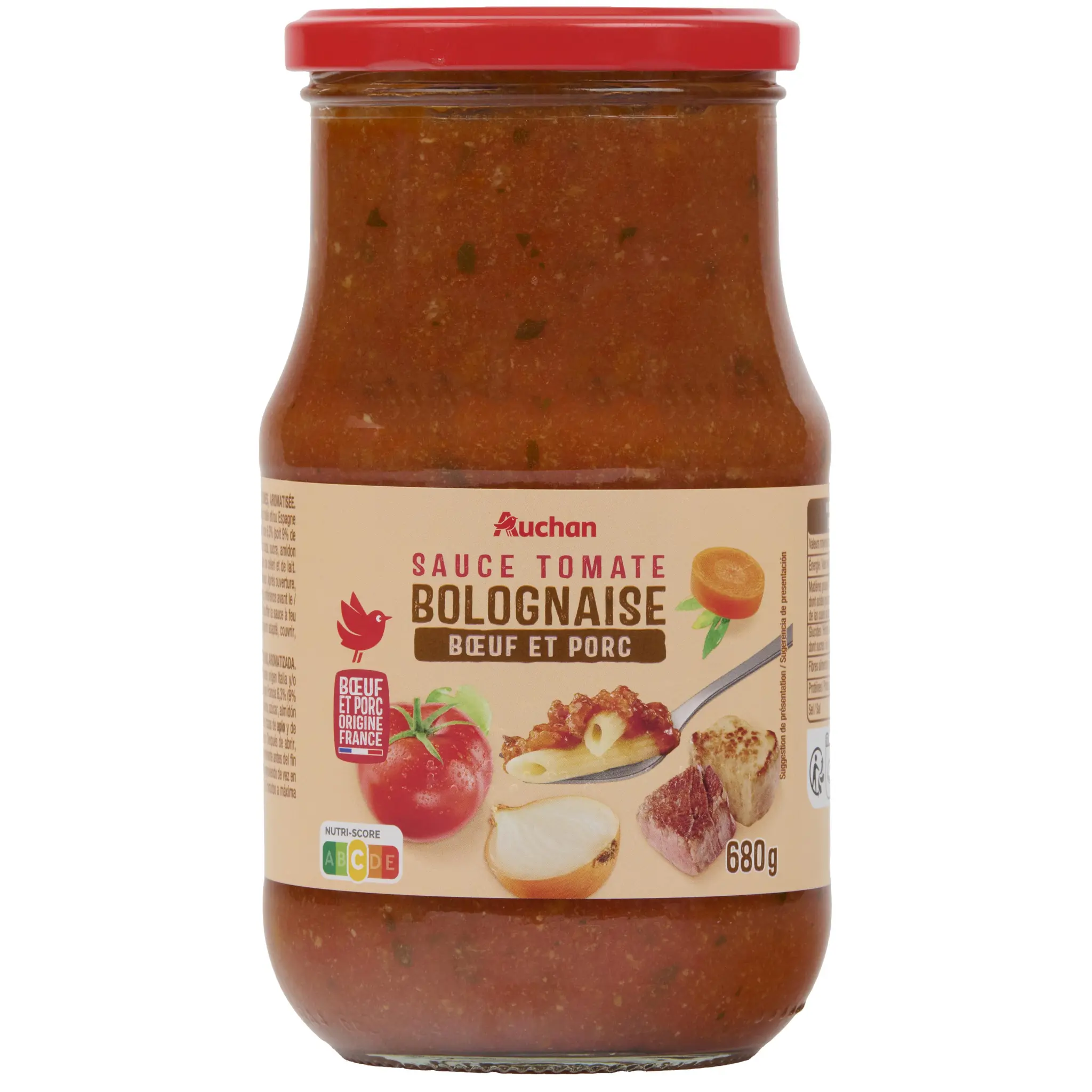AUCHAN Sauce tomate bolognaise boeuf et porc