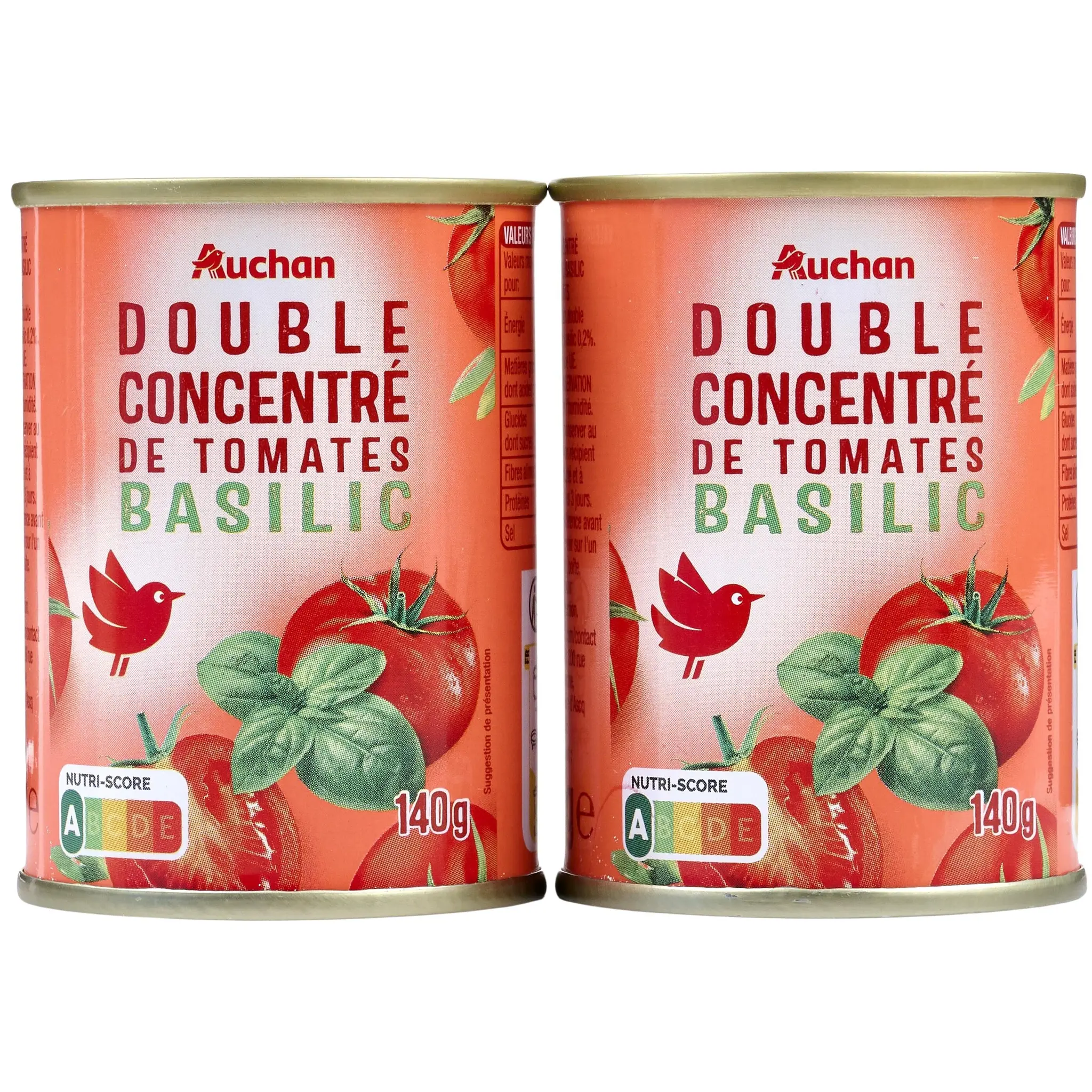 AUCHAN Double concentré de tomates basilic