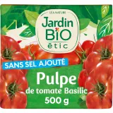 JARDIN BIO ETIC Pulpe de tomates au basilic sans sel ajouté, en brique