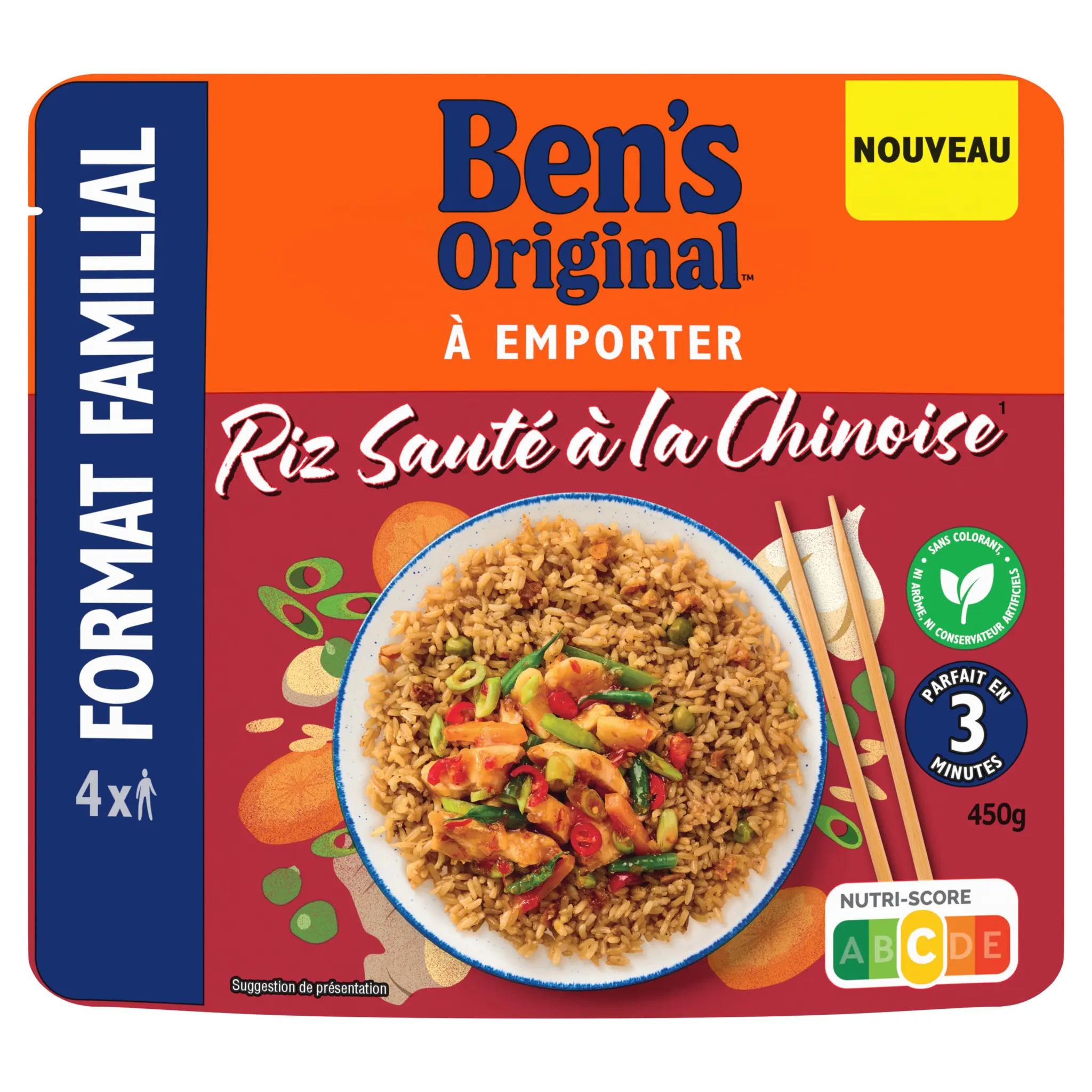 BEN'S ORIGINAL Riz micro ondable sauté à la chinoise sachet