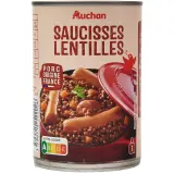 AUCHAN Saucisses aux lentilles