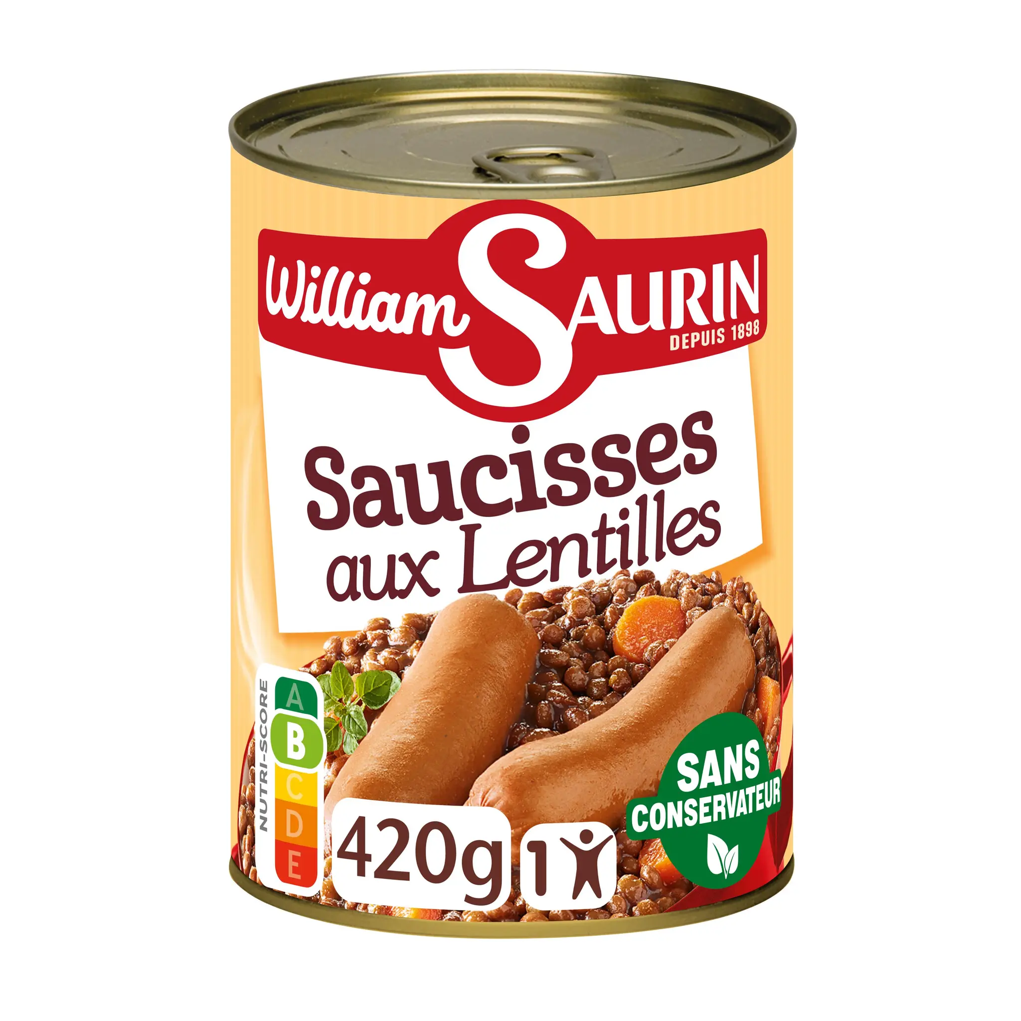 WILLIAM SAURIN Saucisses aux lentilles