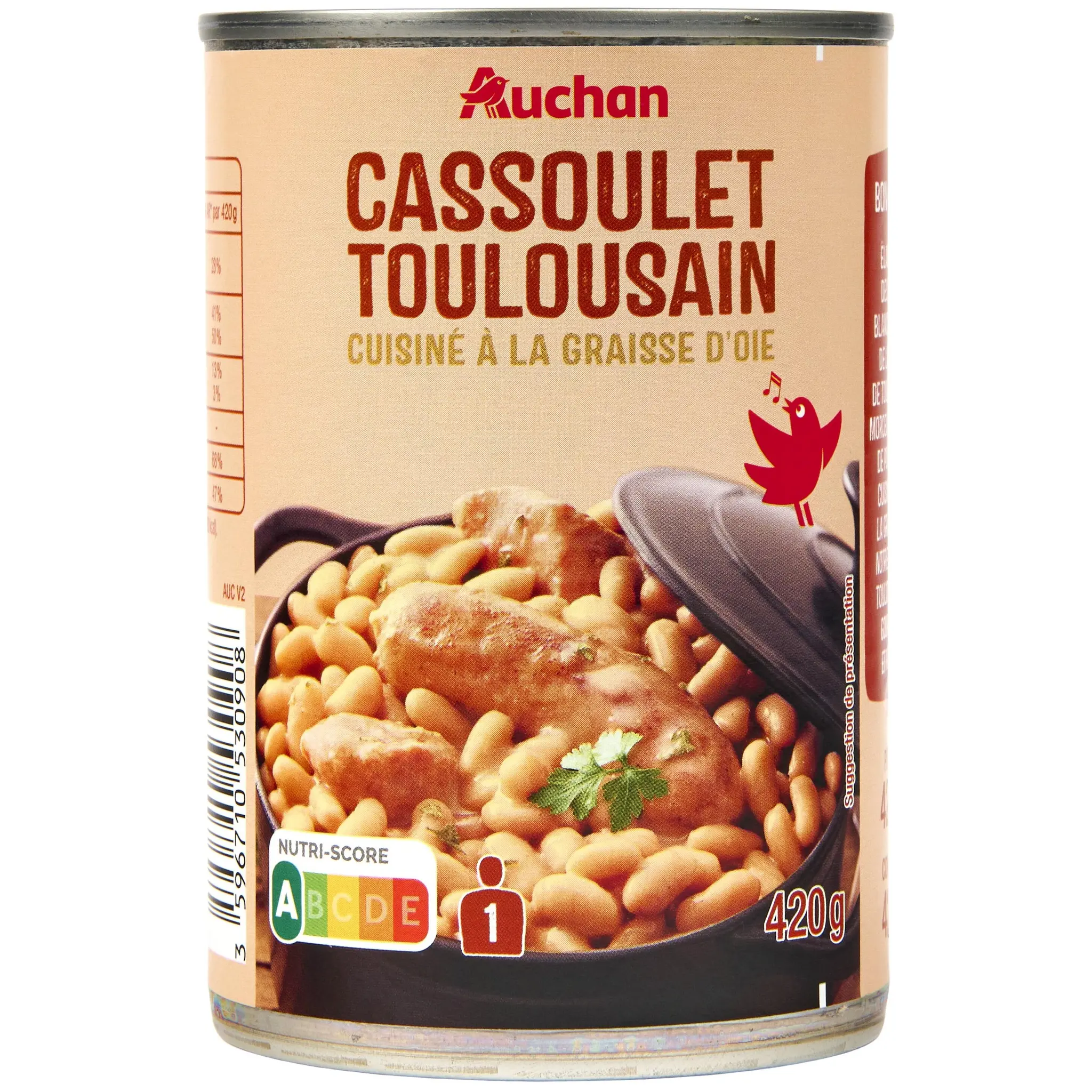 AUCHAN Cassoulet Toulousain cuisiné à la graisse d'oie