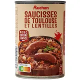 AUCHAN Saucisses de Toulouse et lentilles